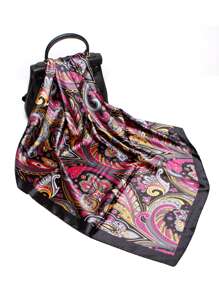 1入組90cm 水滴紋印花圍巾，頭帶，腰帶，日常頸巾，絲質圍巾 - 彩色 - 查看 13