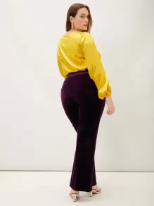 SHEIN Privé Blus Ukuran Plus Plain Anggun - Kuning - View 2
