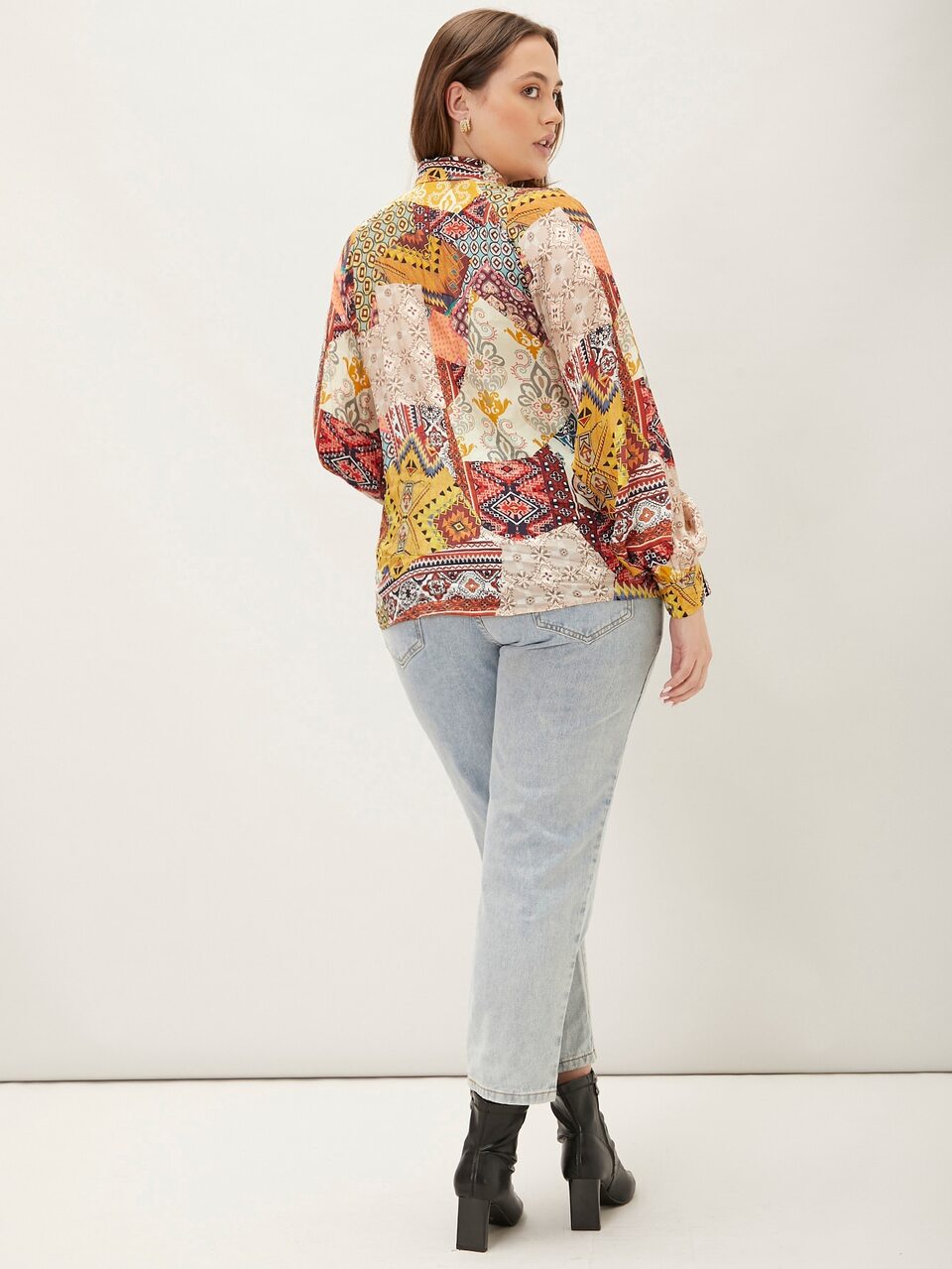 MOTF PLUS VISCOSE PATCHWORK SHIRT