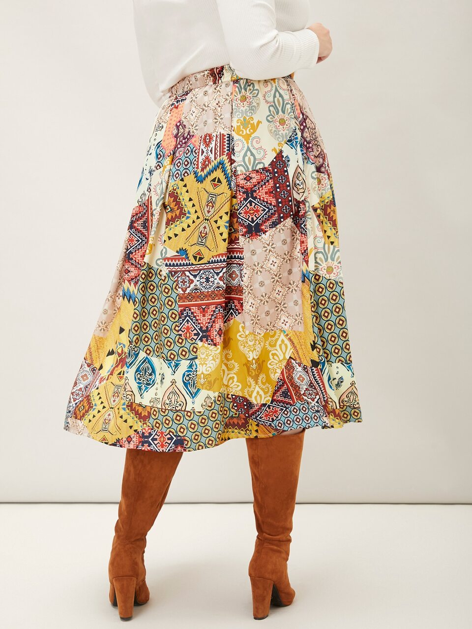 PLUS PATCHWORK FLOWY SKIRT