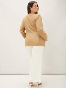 MOTF PREMIUM PLUS STRAIGHT FIT DOUBLE BUTTON BLAZER - Khaki - View 2