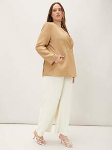 MOTF PREMIUM PLUS STRAIGHT FIT DOUBLE BUTTON BLAZER - Khaki - View 6