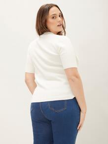 MOTF PREMIUM 大碼羊毛混紡羅紋針織上衣 - 白色 - 查看 2