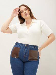 MOTF PREMIUM 大碼羊毛混紡羅紋針織上衣 - 白色 - 查看 10