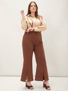 MOTF PREMIUM 大碼直筒款圖案襯衫 - 卡其色 - 查看 4