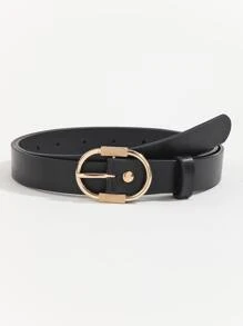 Cinturón con hebilla de piel sintética con perforadora - Negro - Ver 1