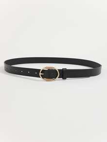 Cinturón con hebilla de piel sintética con perforadora - Negro - Ver 2