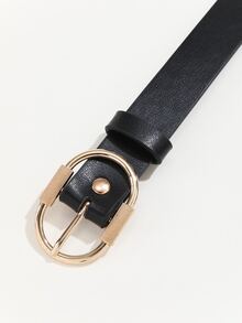 Cinturón con hebilla de piel sintética con perforadora - Negro - Ver 3