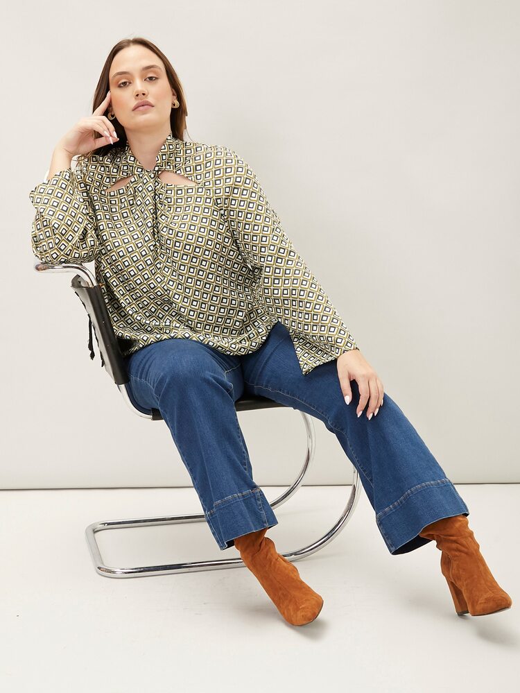 MOTF PREMIUM Top con estampado geométrico girante - Multicolor - Añade 2