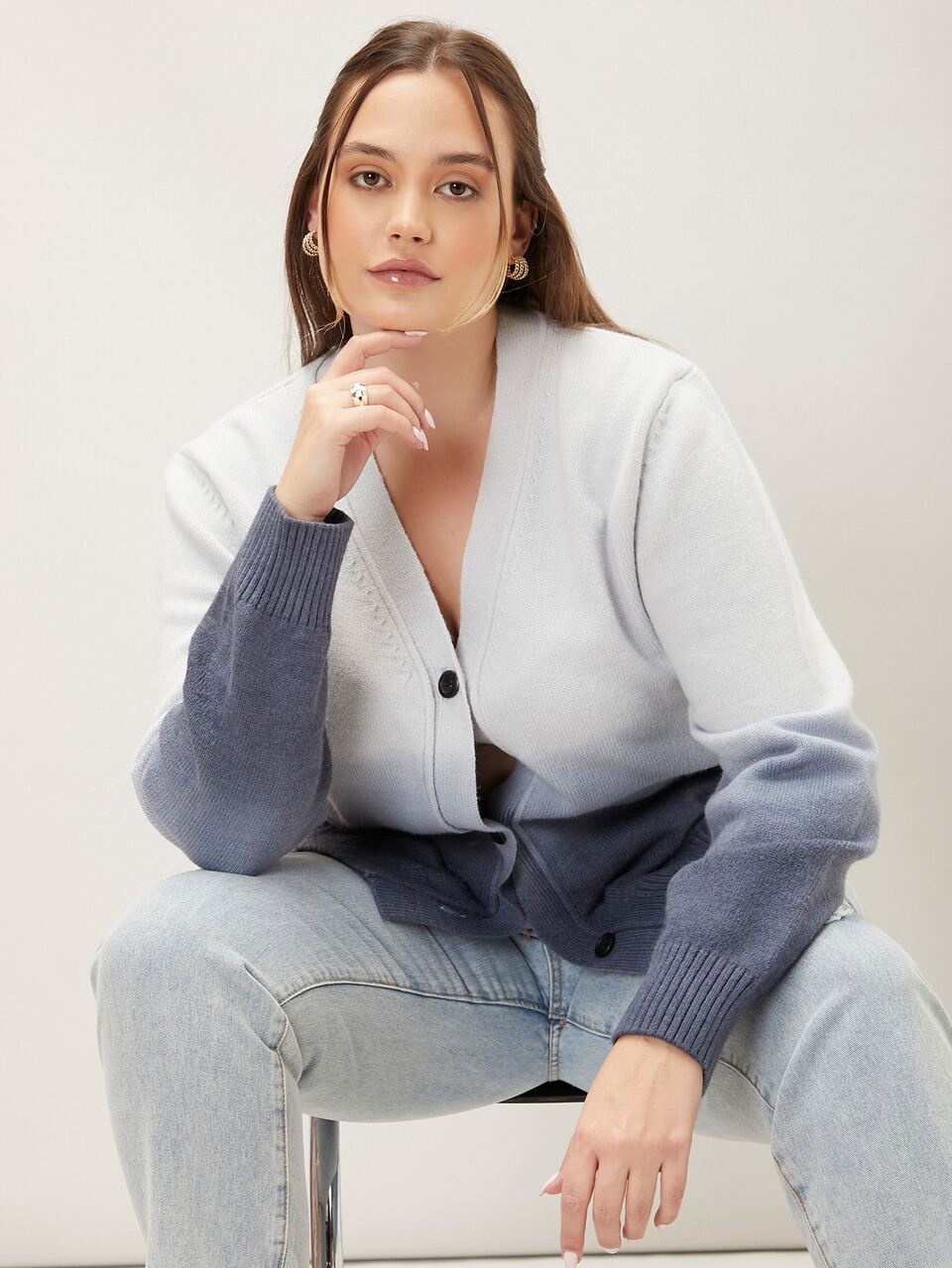 PLUS WOOL BLEND OMBRE CARDIGAN
