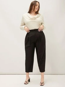 MOTF PREMIUM PLUS VISCOSE CROPPED TAILORED TROUSERS - Black - View 4