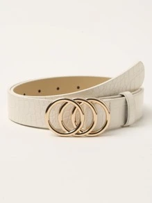Metal Buckle Belt - White - View 1