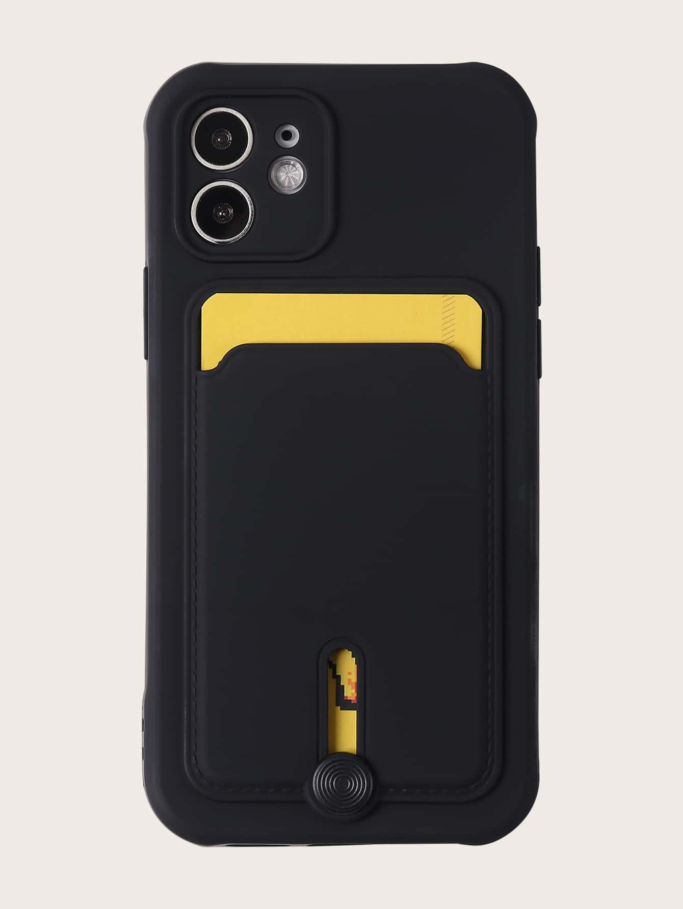 1pc Black Card Slot Phone Case, Holds 1 Card, Portable, Compatible With IPhone 11/11pro/11promax/12/12pro/12promax/13/13pro/13promax/14/14plus/14pro/14promax/15/15plus/15pro/15promax/Xr/Xs Max/7p/8p/12mini/13mini, S22Ultra/S21Ultra, A33/A53 - Black - View 1