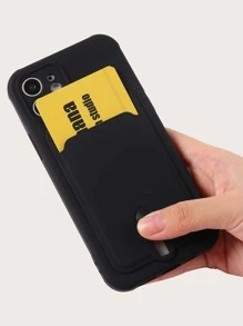 1pc Black Card Slot Phone Case, Holds 1 Card, Portable, Compatible With IPhone 11/11pro/11promax/12/12pro/12promax/13/13pro/13promax/14/14plus/14pro/14promax/15/15plus/15pro/15promax/Xr/Xs Max/7p/8p/12mini/13mini, S22Ultra/S21Ultra, A33/A53 - Black - View 4