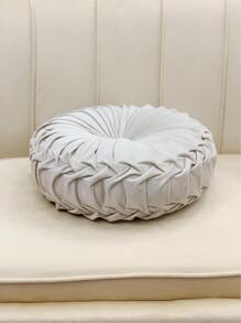 Round Pleated Throw Pillow - Beige - View 3