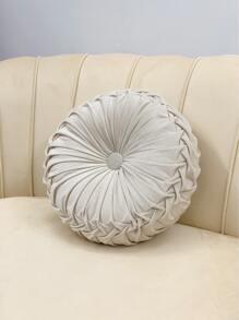 Round Pleated Throw Pillow - Beige - View 4