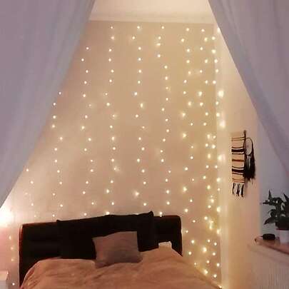 1pc 2x2m 200 LED Window Curtain String Lights, USB Powered Home Decor Lighting, Suitable For Room, Party, Birthday, Wedding, Garden Decoration