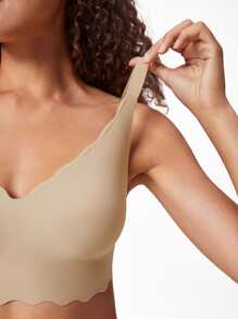 LUVLETTE Scallop Trim Lightly Lined Bra - Apricot - View 3