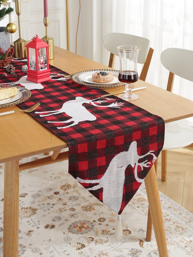 Camino de mesa Navidad con patrón de guingán - Multicolor - Añade 4