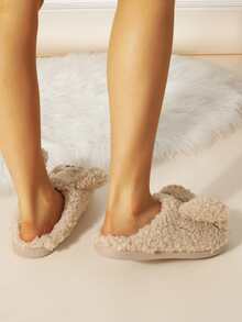 Fluffy Cartoon Design Novelty Slippers - Khaki - View 5
