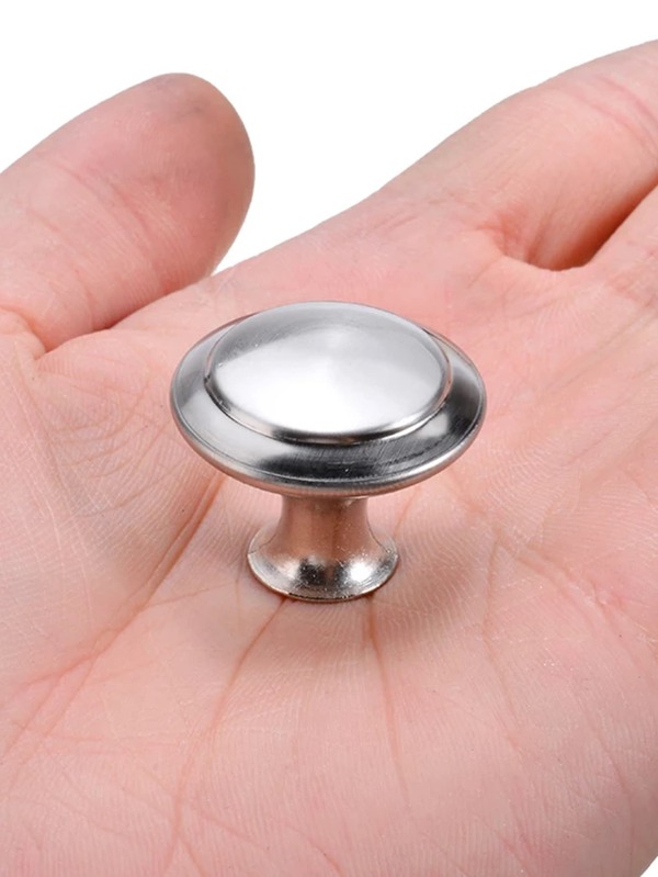 5pcs Stainless Steel Drawer Knob, Silver Round Door Handle For