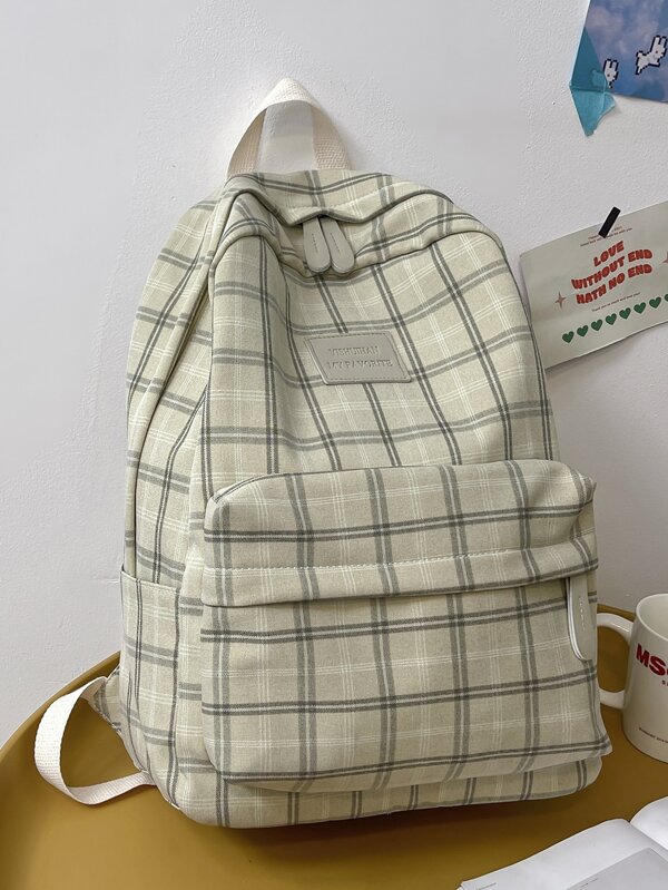 Light Academia Aesthetic Backpack Plaid Preppy Backpack Back to School