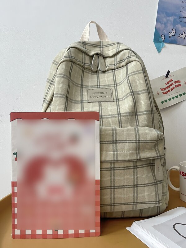 Light Academia Aesthetic Backpack Plaid Preppy Backpack Back to School