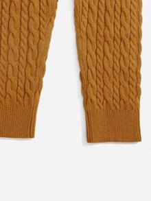 Solid Cable Knit Trousers - Mustard Yellow - View 3
