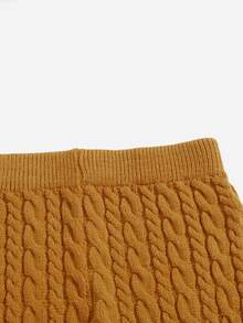 Solid Cable Knit Trousers - Mustard Yellow - View 4