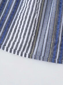 Girls Block Striped Shirred Ruffle Hem Cami Dress - Multicolor - View 5