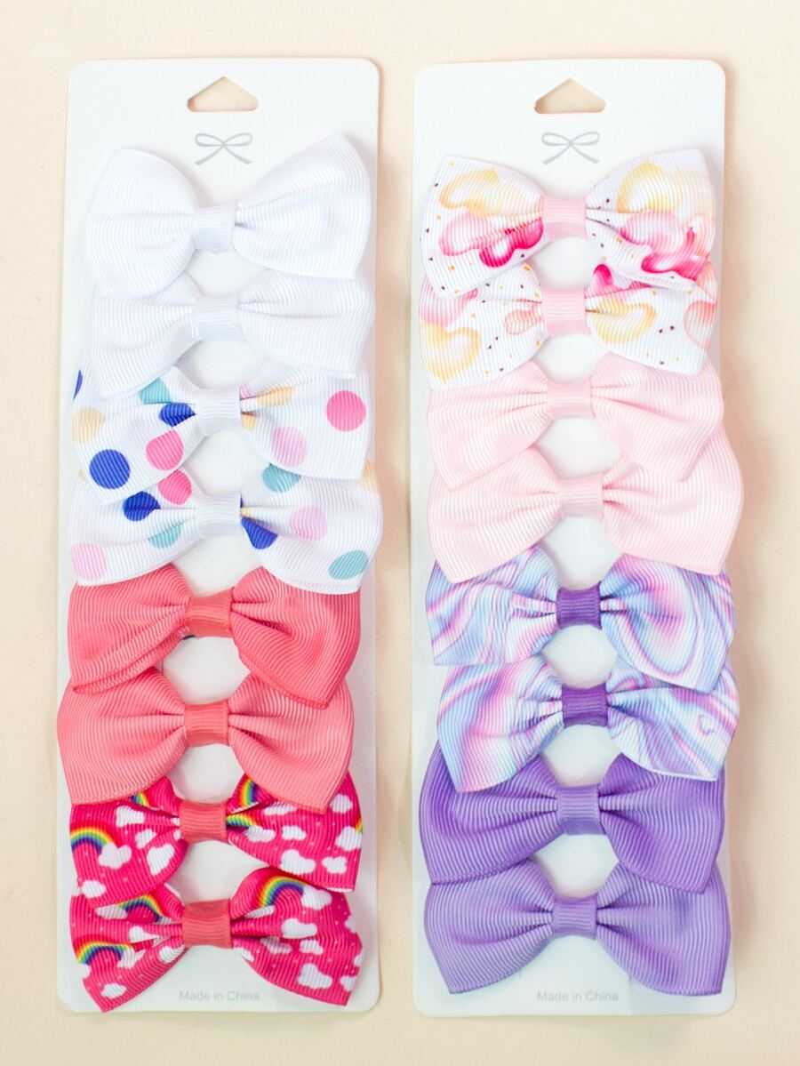 小女童16入組蝴蝶結裝飾髮夾 - 紫丁香色 - 查看 1