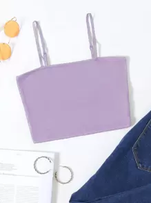 SHEIN Unity Crop Slim Cami Top - Lilac Purple - View 1