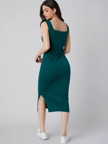 Mulvari Square Neck Split Side Dress