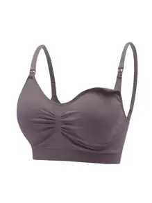 SHEIN Sujetador inalámbrico de maternidad con escote fruncido en paquete de 5 para madres - Multicolor - Ver 5