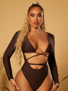 SHEIN SXY 十字交叉後綁帶連身背心