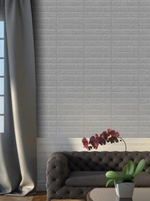 1/2/5/10片装3D仿真砖纹XPE发泡材质壁纸，简约现代风格装修，高档装修，彩色装饰墙贴适用于家居装饰，防撞泡沫墙贴，易清洁，自粘防撞墙贴，简约现代风格墙纸，卧室装饰隔音墙纸，客厅装饰 - 灰色 - 查看 4