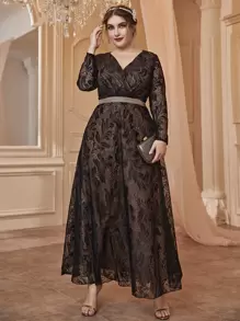 Modelyn Plus Plant Lace Prom Dress - Multicolor - View 5