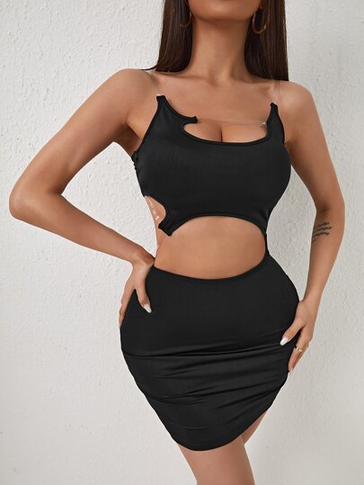 SHEIN SXY Transparent Strap Cut Out Cami Dress