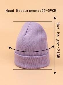 字母標籤裝飾豆豆帽 - 紫色 - 查看 3