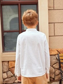 SHEIN Boys 1pc Button Half Placket Shirt - White - View 5