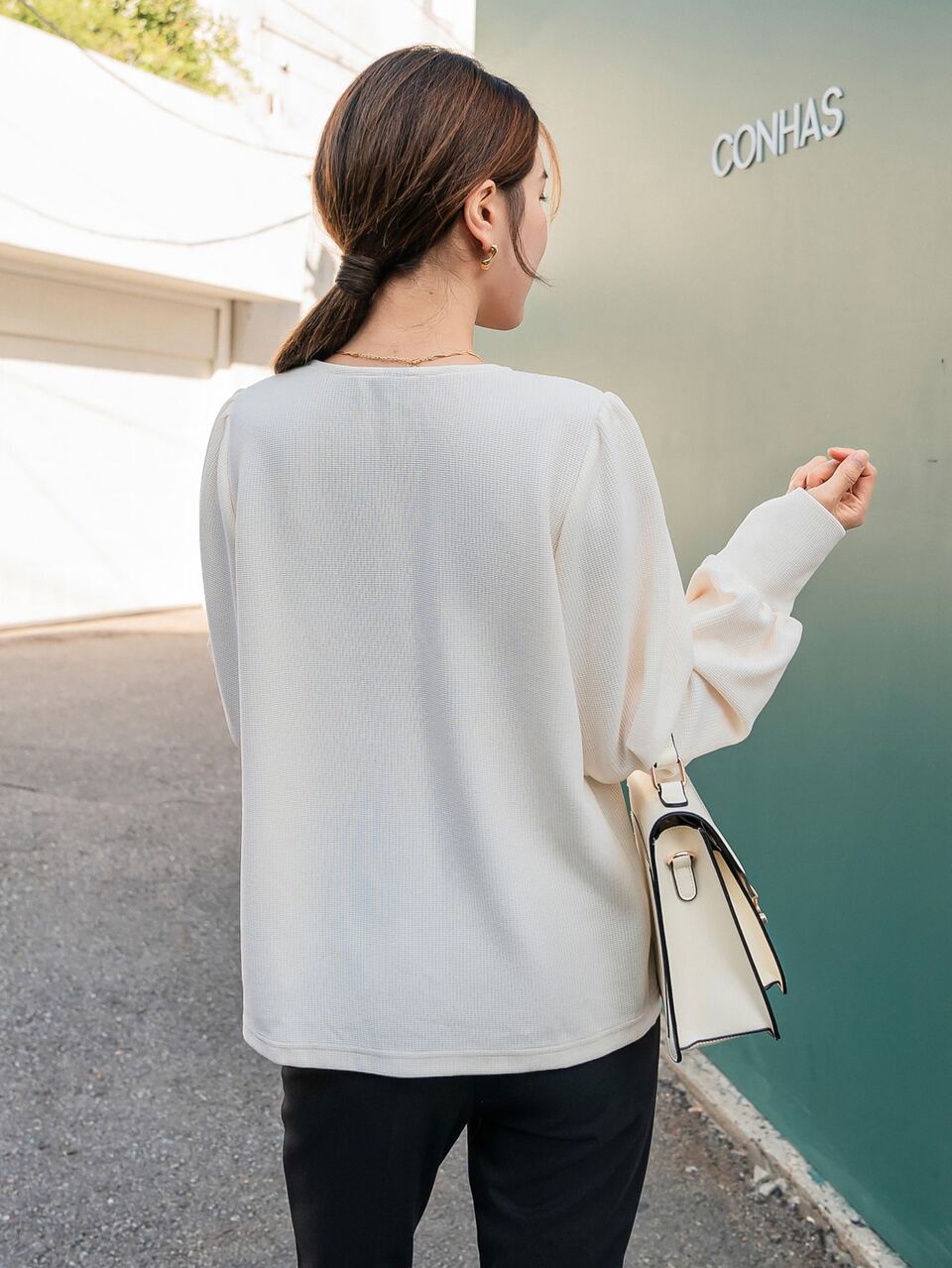 Lantern Sleeve Ruched Blouse