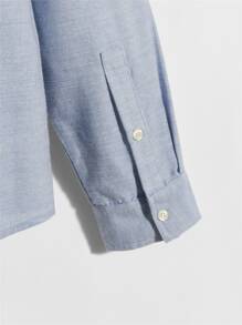 GENTILAND Áo sơ mi Nam Nút Túi màu trơn Giải trí - Màu xanh bụi bặm - Xem 3