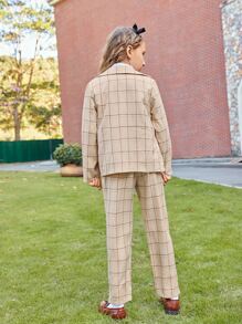 SHEIN Bộ hai mảnh Gái Nút đôi Túi Sọc ca rô Sẵn sàng - Nhiều màu - Xem 2