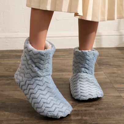 Chevron Fuzzy Slipper Boots