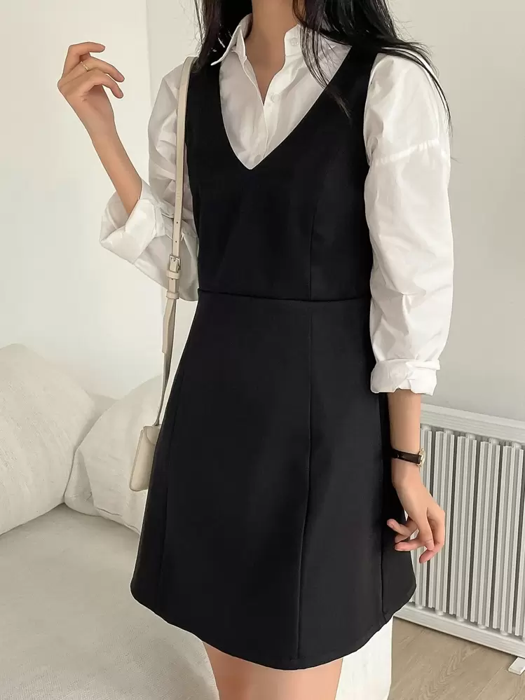 DAZY Solid Zip Back Sleeveless Dress,Casual Women Dresses - Black - View 4