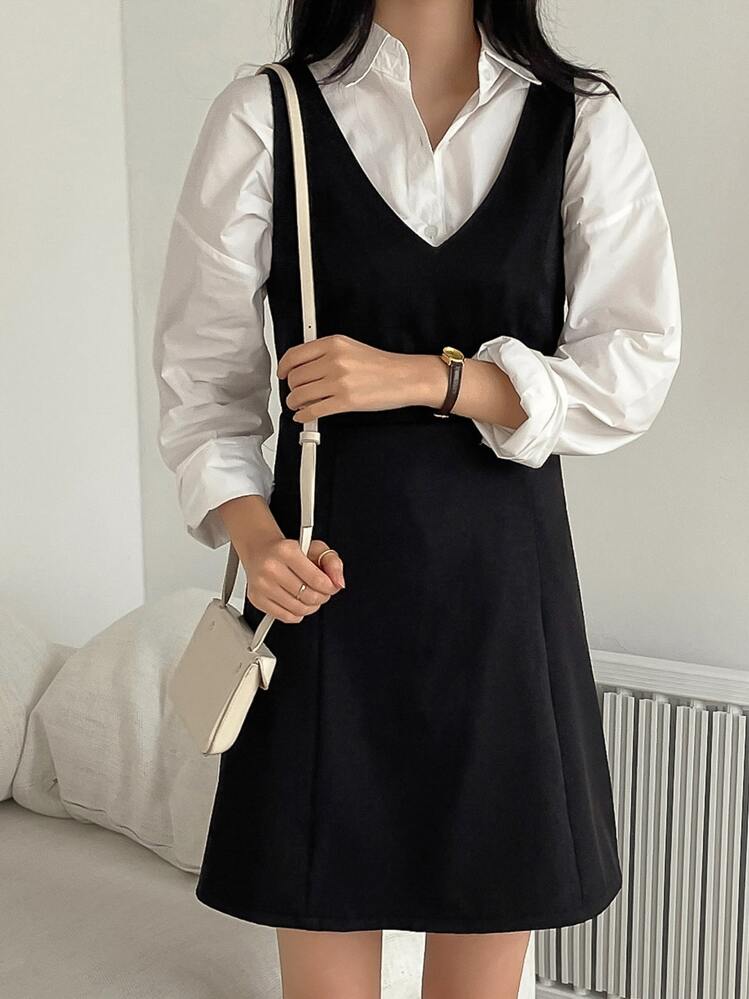 DAZY Solid Zip Back Sleeveless Dress,Casual Women Dresses - Black - View 5