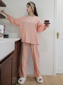 DAZY Conjunto de pijama floral - Rosa coral - Ver 5