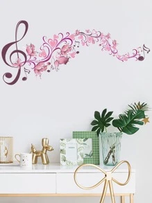 Music Note & Flower Wall Sticker - Multicolor - View 3