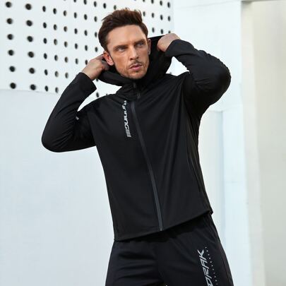 Men Letter Print Sports Jacket