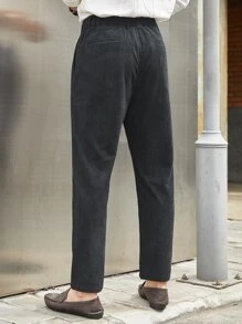Manfinity Men Suit Pants Nút Túi Dây kéo màu trơn - màu đen - Xem 2